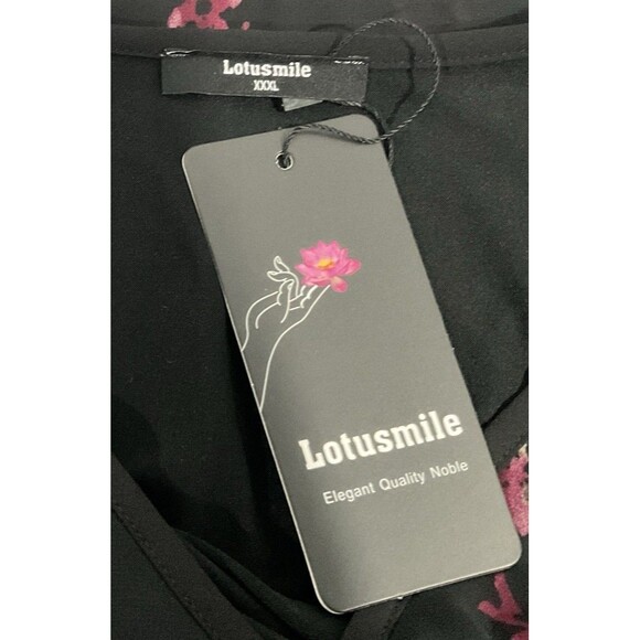 Lotussmile Women Black With Sheer Floral Tunic XXXL - Picture 10 of 11